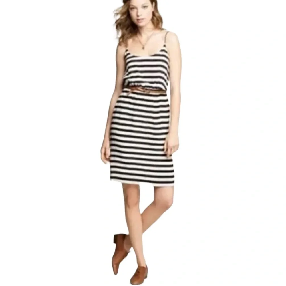 J. Crew Delicate Silk Stripe Knee Length Casual Dress